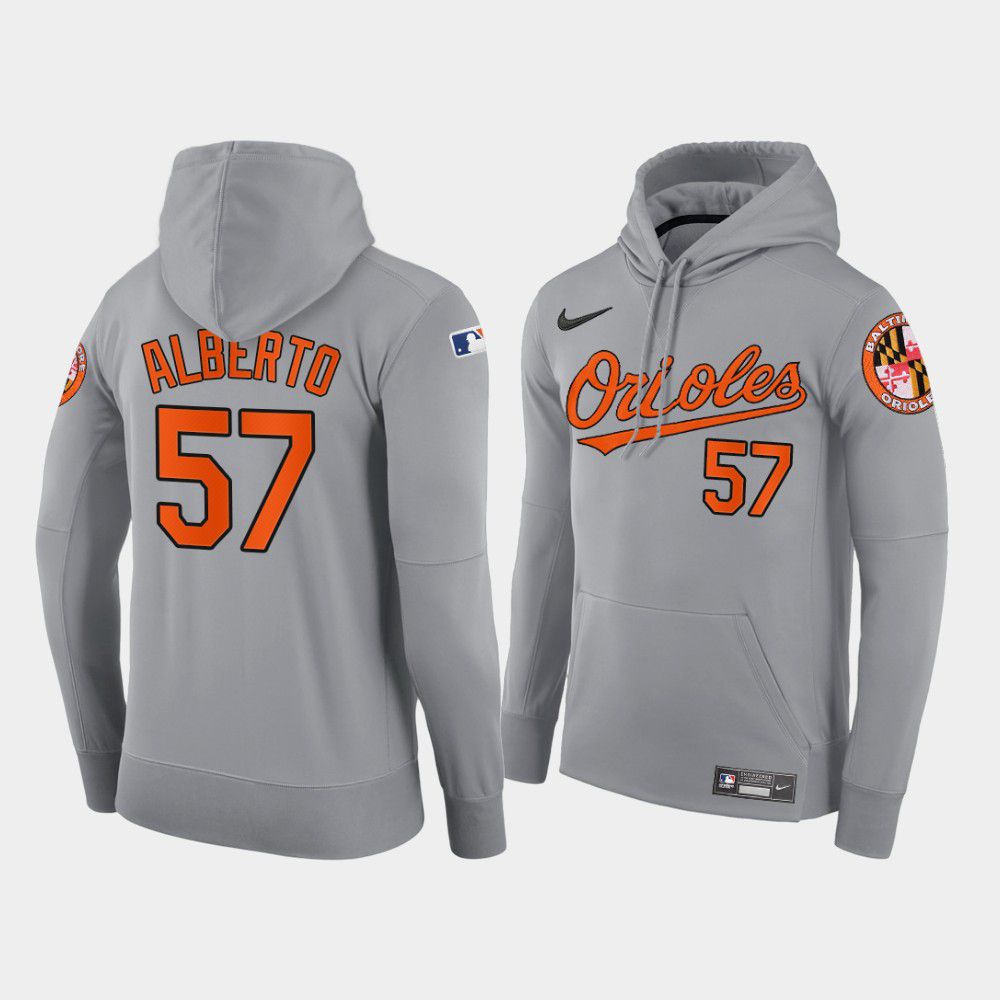 Men Baltimore Orioles #57 Alberto gray road hoodie 2021 MLB Nike Jerseys